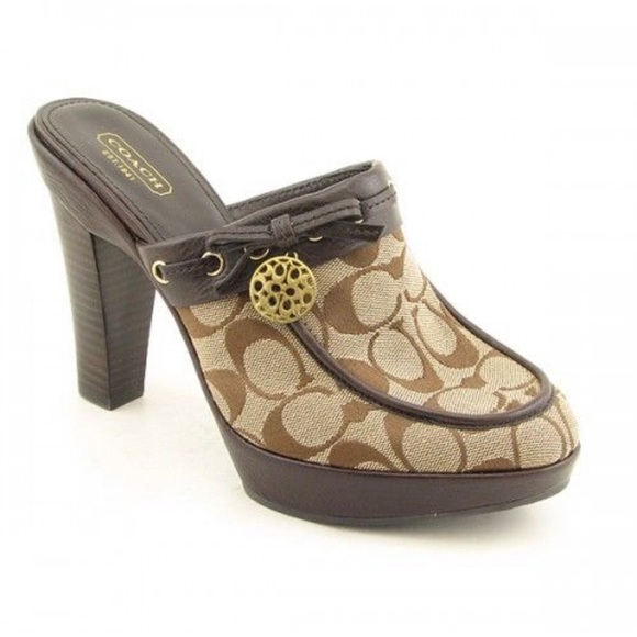 Coach Shoes - 🔥Coach Jodey sig clog mules in brown C🔥